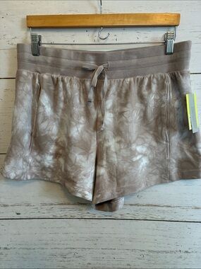 All in Motion Gray/Taupe Tie-Dye Drawstring French Terry  Shorts, size L, NWT